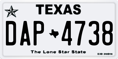TX license plate DAP4738