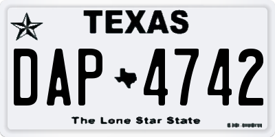 TX license plate DAP4742