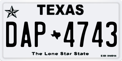 TX license plate DAP4743