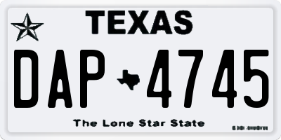 TX license plate DAP4745