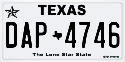 TX license plate DAP4746