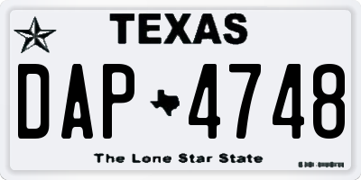 TX license plate DAP4748