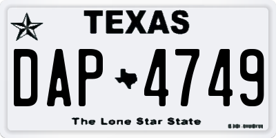 TX license plate DAP4749