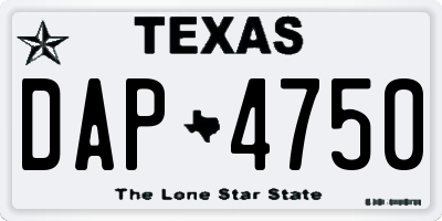 TX license plate DAP4750