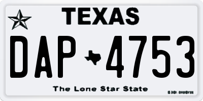 TX license plate DAP4753