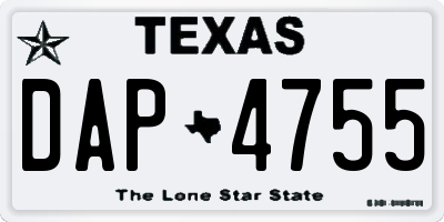 TX license plate DAP4755