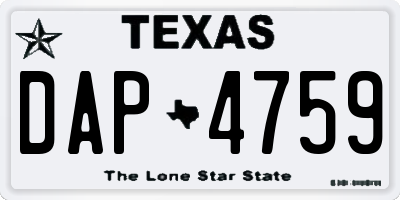 TX license plate DAP4759
