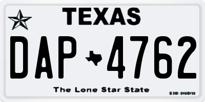 TX license plate DAP4762