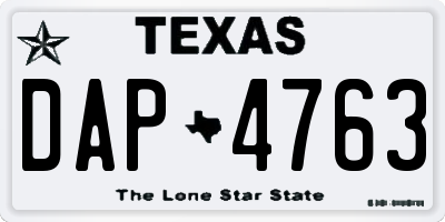 TX license plate DAP4763