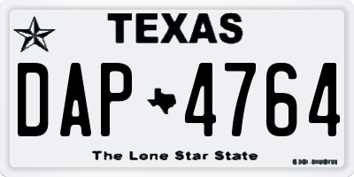 TX license plate DAP4764