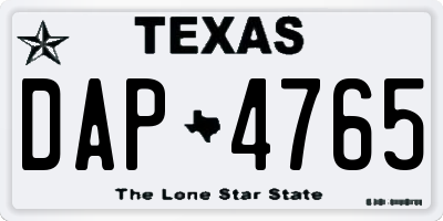 TX license plate DAP4765