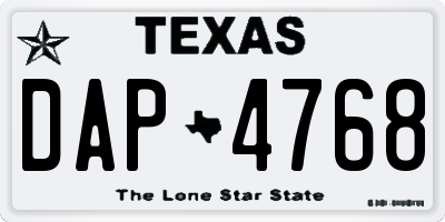 TX license plate DAP4768
