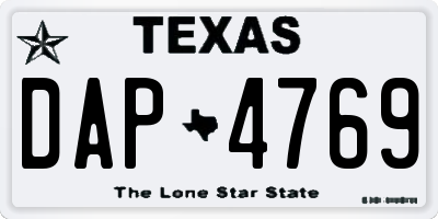 TX license plate DAP4769