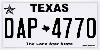 TX license plate DAP4770