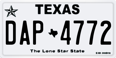 TX license plate DAP4772