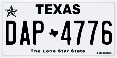 TX license plate DAP4776