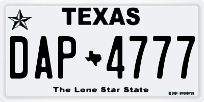 TX license plate DAP4777