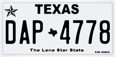TX license plate DAP4778