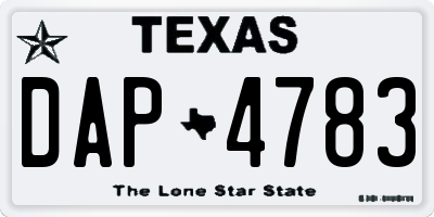 TX license plate DAP4783
