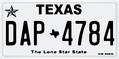 TX license plate DAP4784