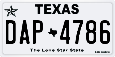 TX license plate DAP4786
