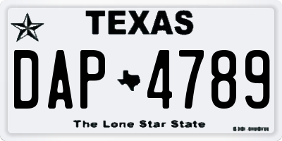 TX license plate DAP4789