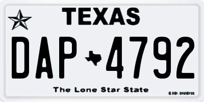 TX license plate DAP4792