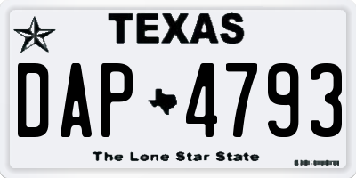 TX license plate DAP4793