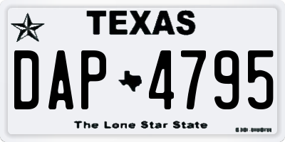 TX license plate DAP4795