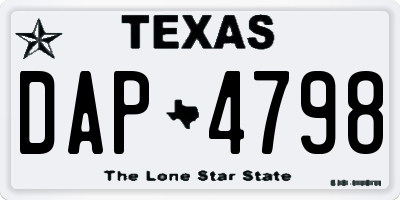 TX license plate DAP4798