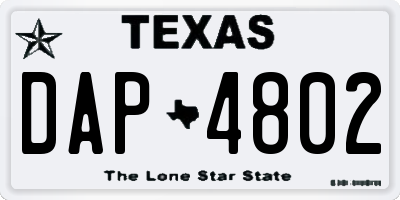 TX license plate DAP4802