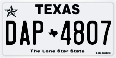 TX license plate DAP4807
