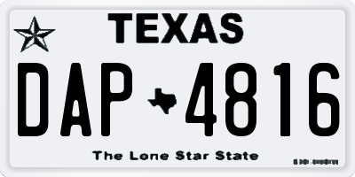 TX license plate DAP4816