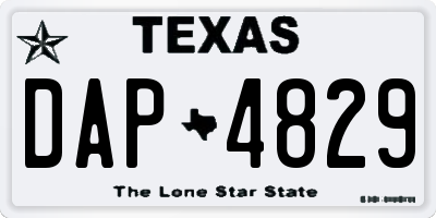 TX license plate DAP4829