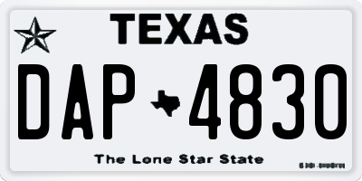 TX license plate DAP4830