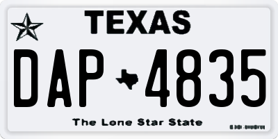 TX license plate DAP4835