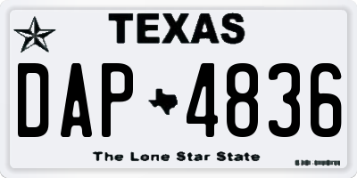 TX license plate DAP4836