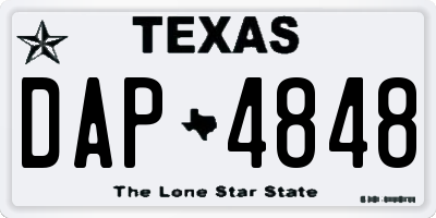 TX license plate DAP4848