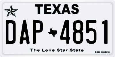TX license plate DAP4851