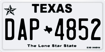TX license plate DAP4852