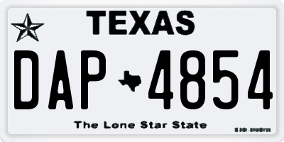TX license plate DAP4854