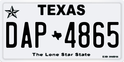 TX license plate DAP4865