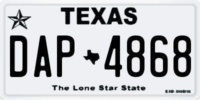 TX license plate DAP4868