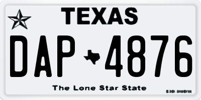TX license plate DAP4876