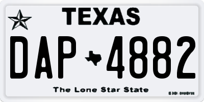 TX license plate DAP4882