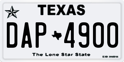 TX license plate DAP4900