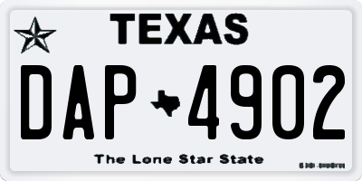 TX license plate DAP4902