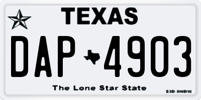 TX license plate DAP4903