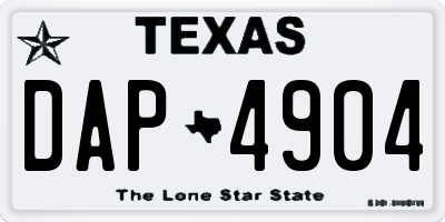 TX license plate DAP4904