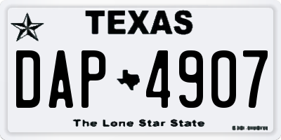 TX license plate DAP4907